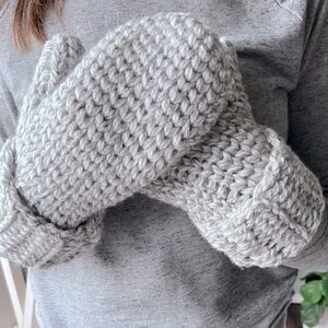 Handmade Grey Crochet Mittens